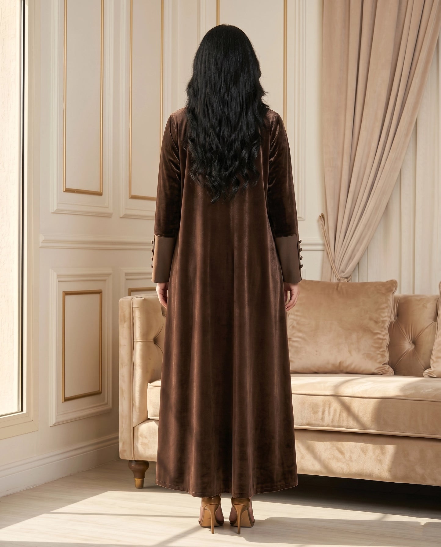 Royal Cocoa French Velvet Abaya