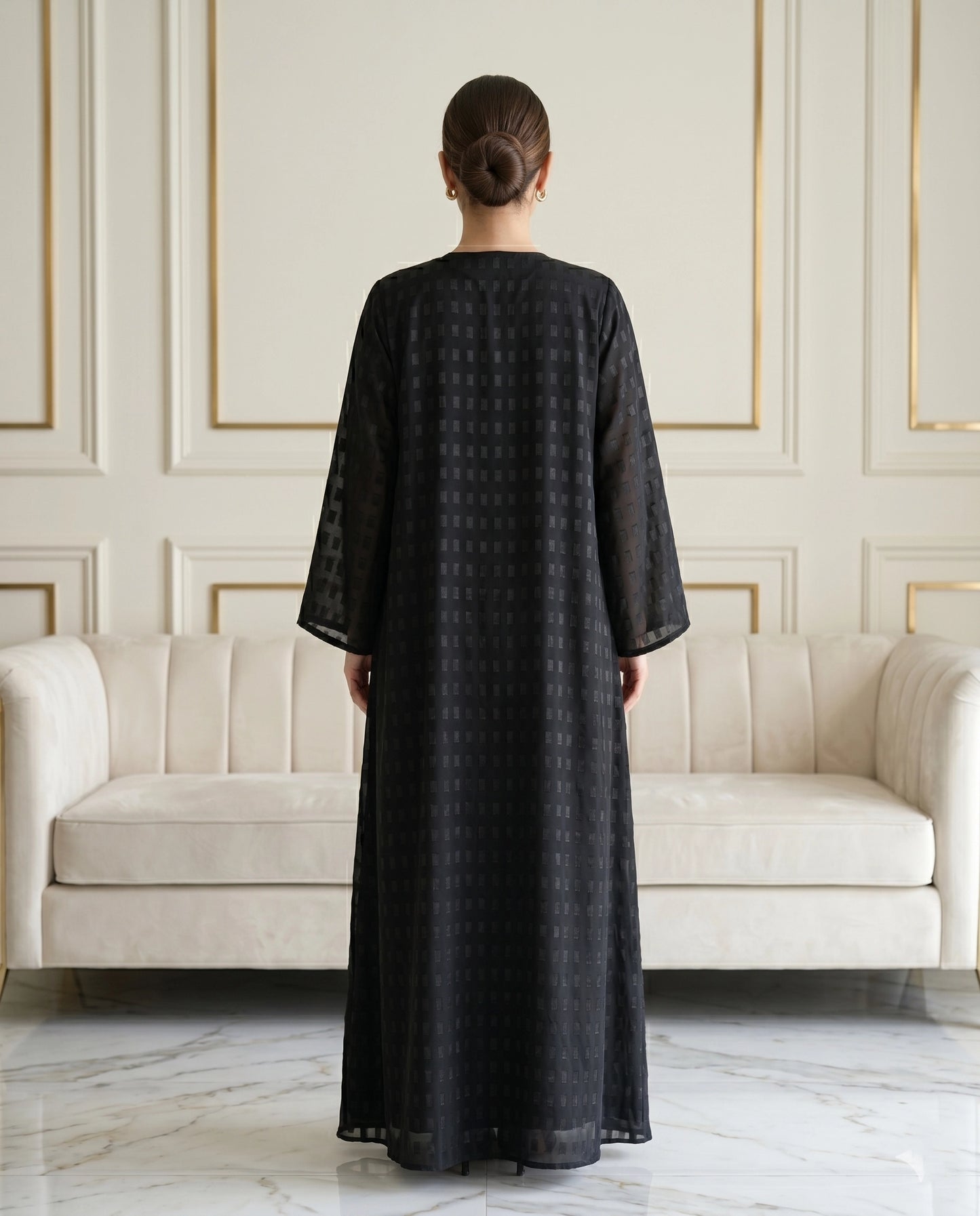 Noir Layered Chiffon Abaya