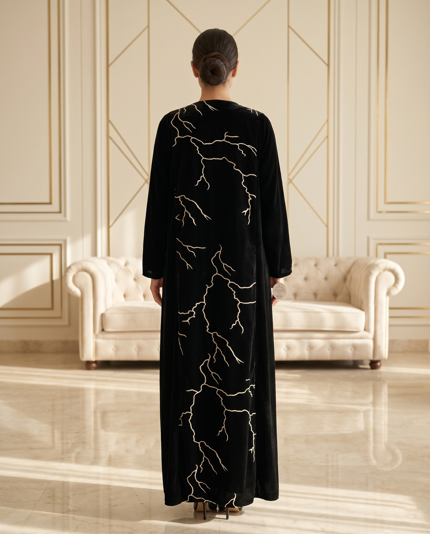 Velvet Noir Lightning French Abaya