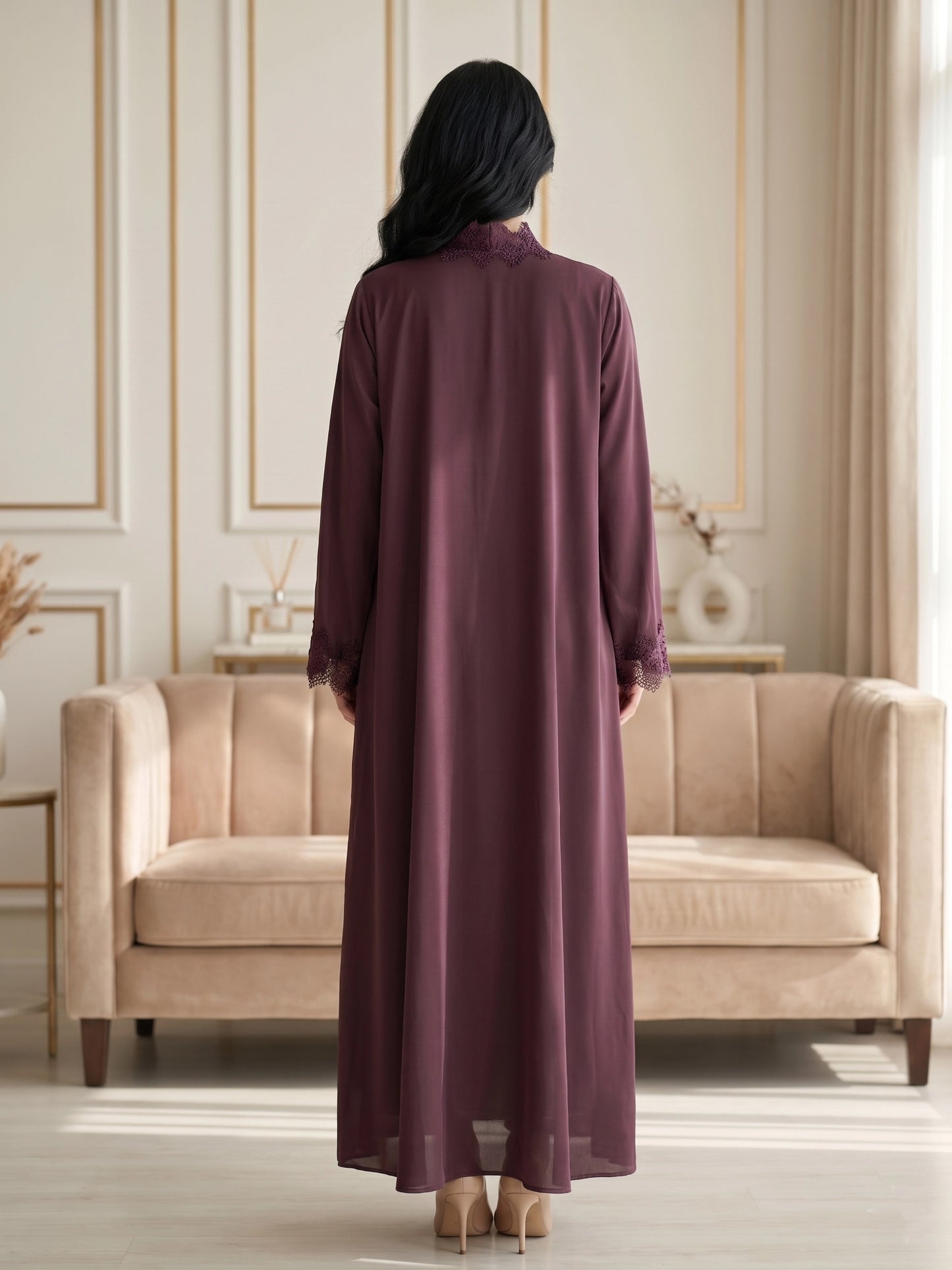 Plum Elegance Korean Crepe Abaya
