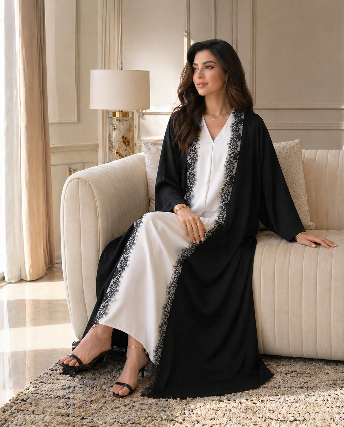 Noir Lace Elegance Abaya