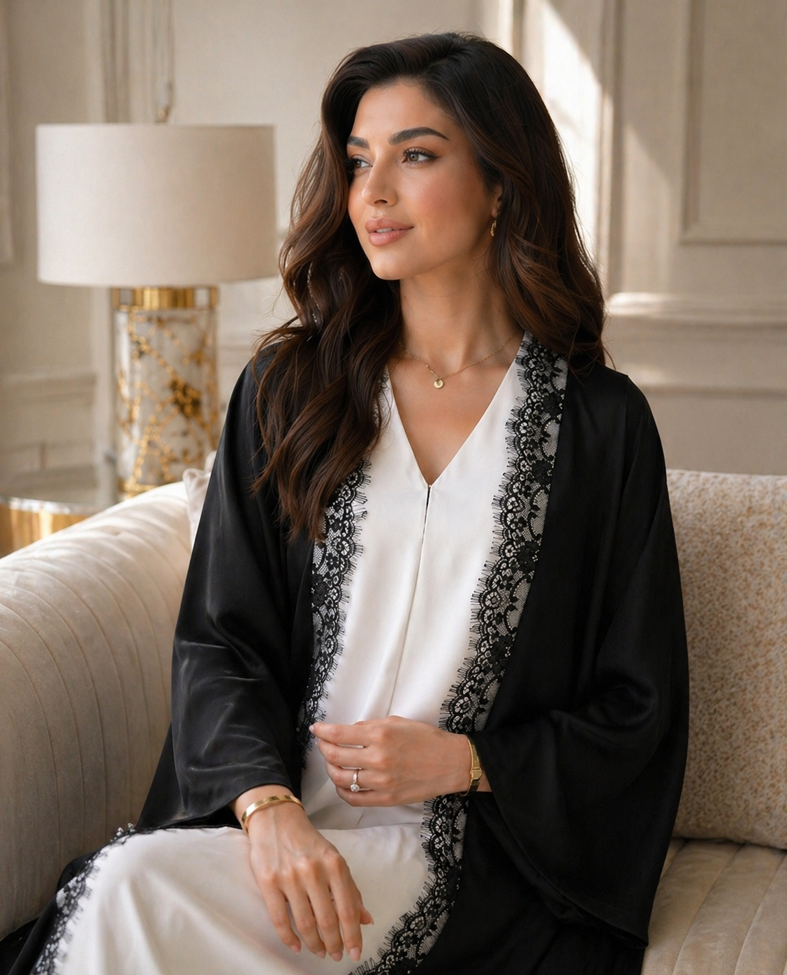 Noir Lace Elegance Abaya