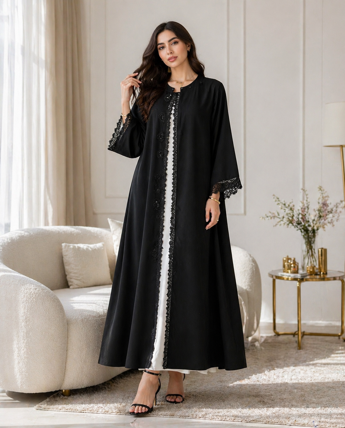 Noir Lace Grace Abaya