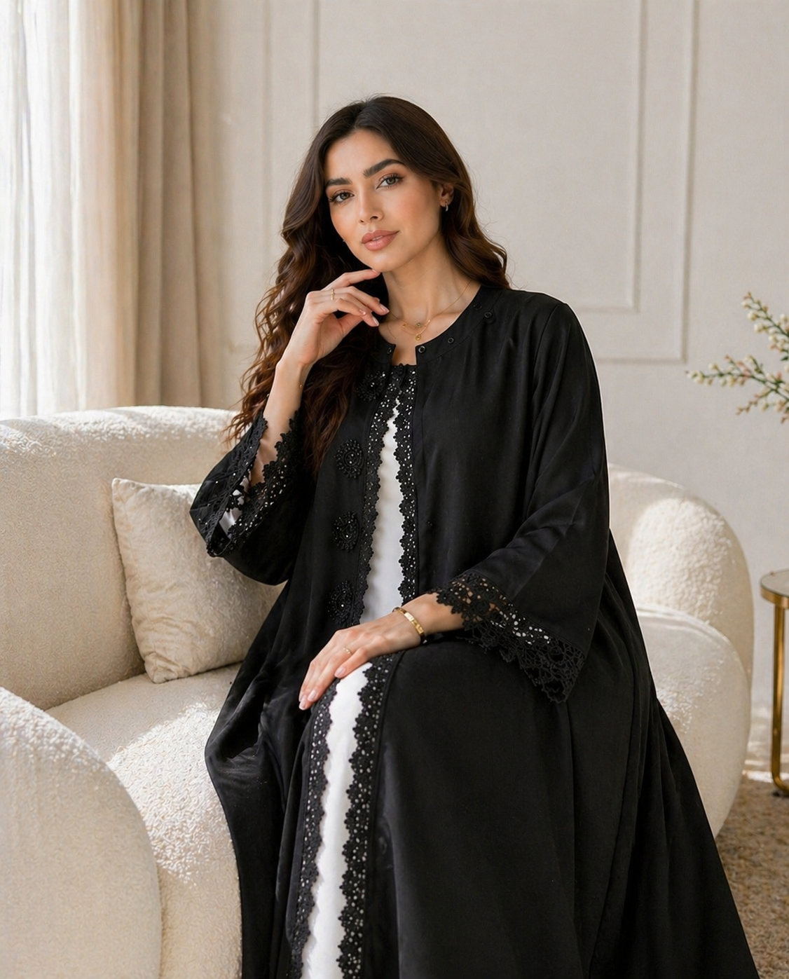 Noir Lace Grace Abaya