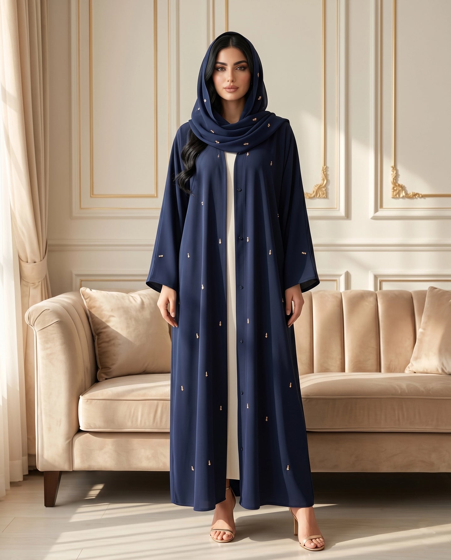 Midnight Grace Korean Crepe Abaya Set