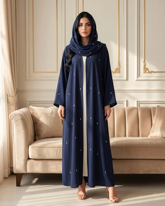 Midnight Grace Korean Crepe Abaya Set