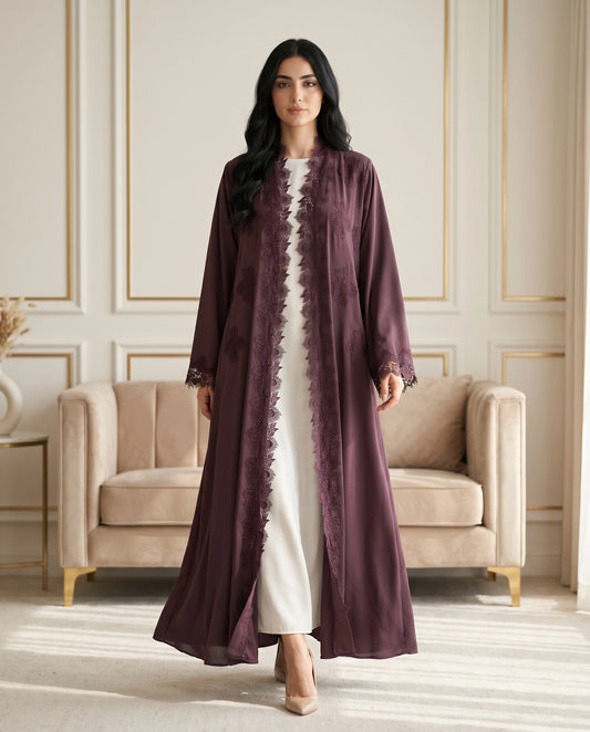 Plum Elegance Korean Crepe Abaya