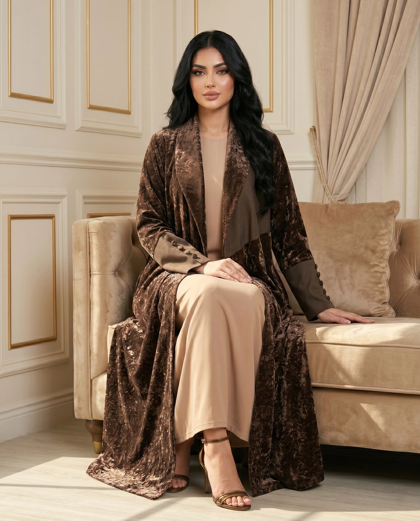 Royal Cocoa French Velvet Abaya