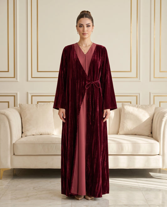 Ruby Luxe Light French Velvet Abaya