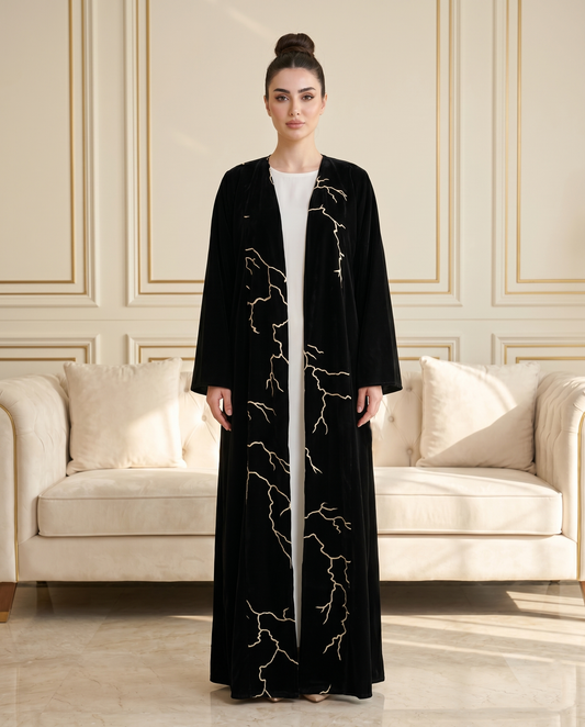 Velvet Noir Lightning French Abaya