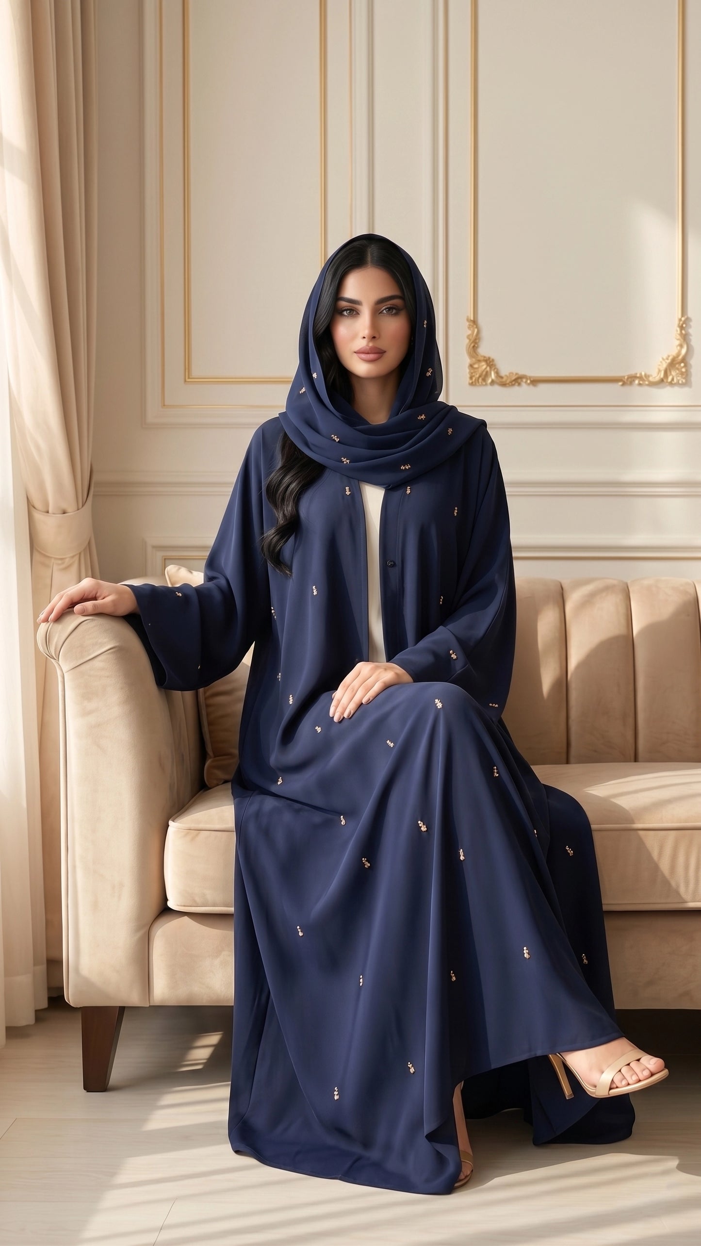 Midnight Grace Korean Crepe Abaya Set
