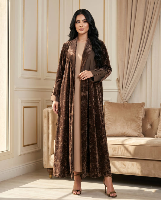 Royal Cocoa French Velvet Abaya