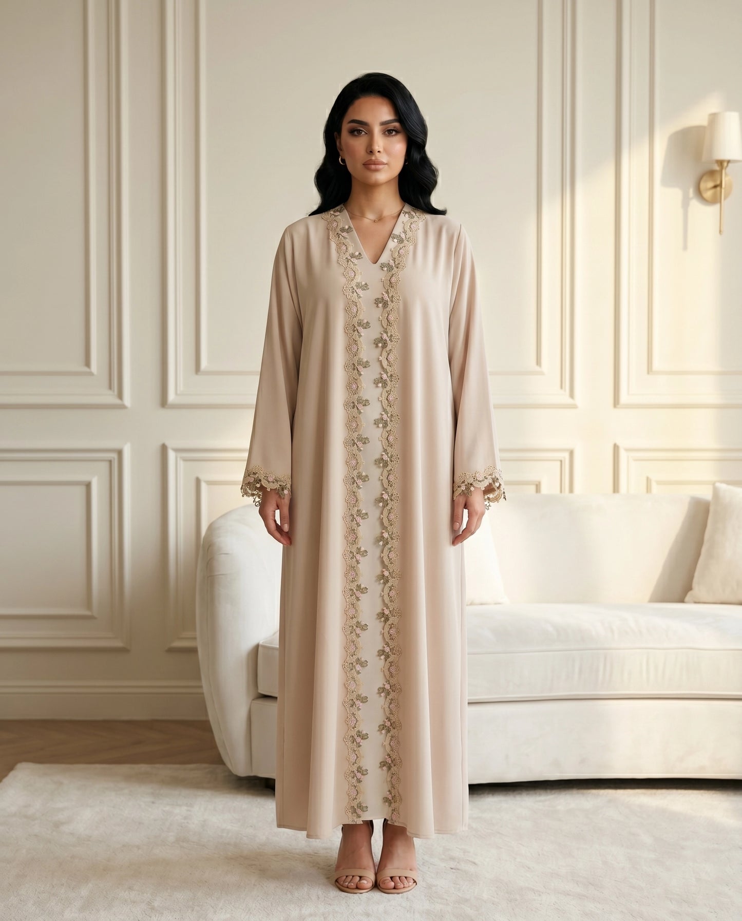 Sand Whisper Lace Abaya