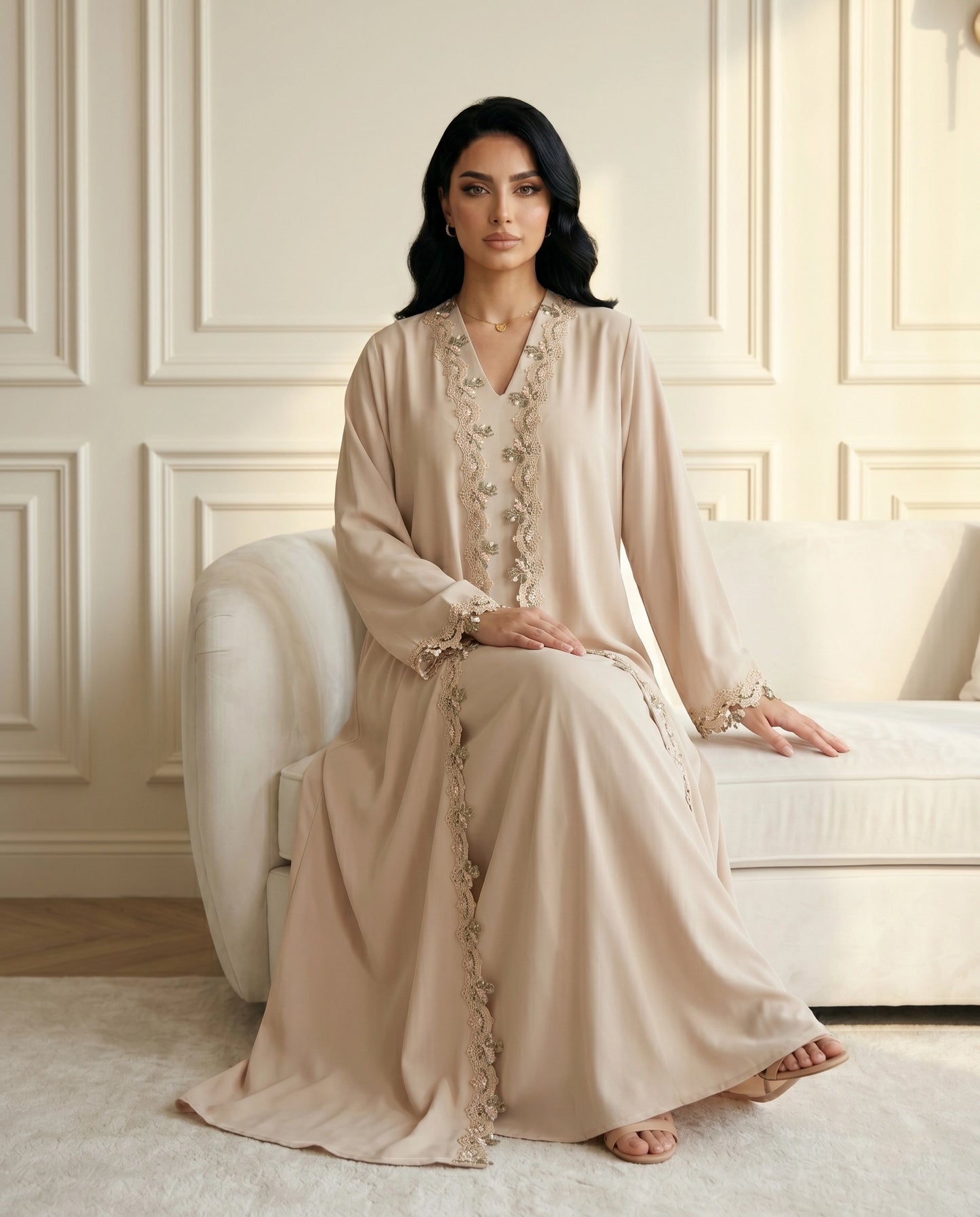 Sand Whisper Lace Abaya