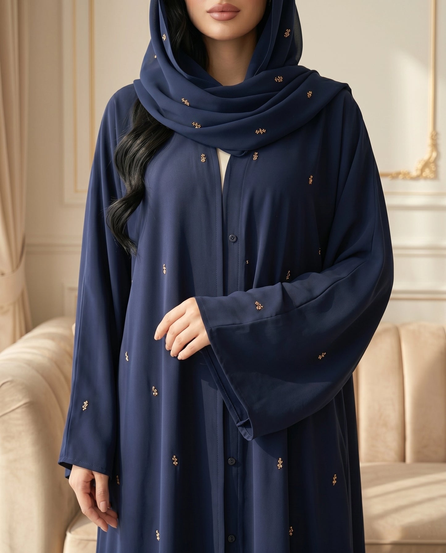 Midnight Grace Korean Crepe Abaya Set