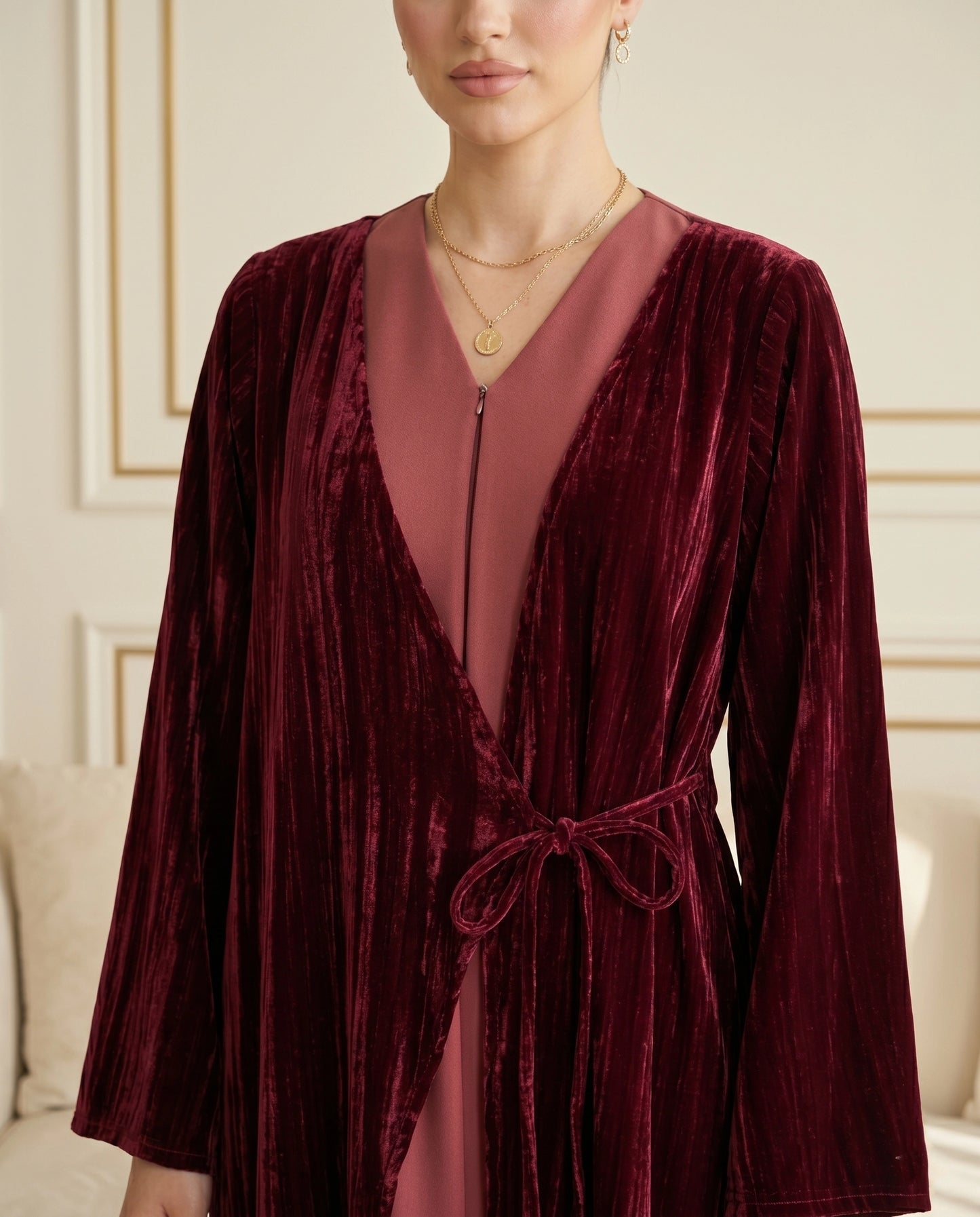 Ruby Luxe Light French Velvet Abaya
