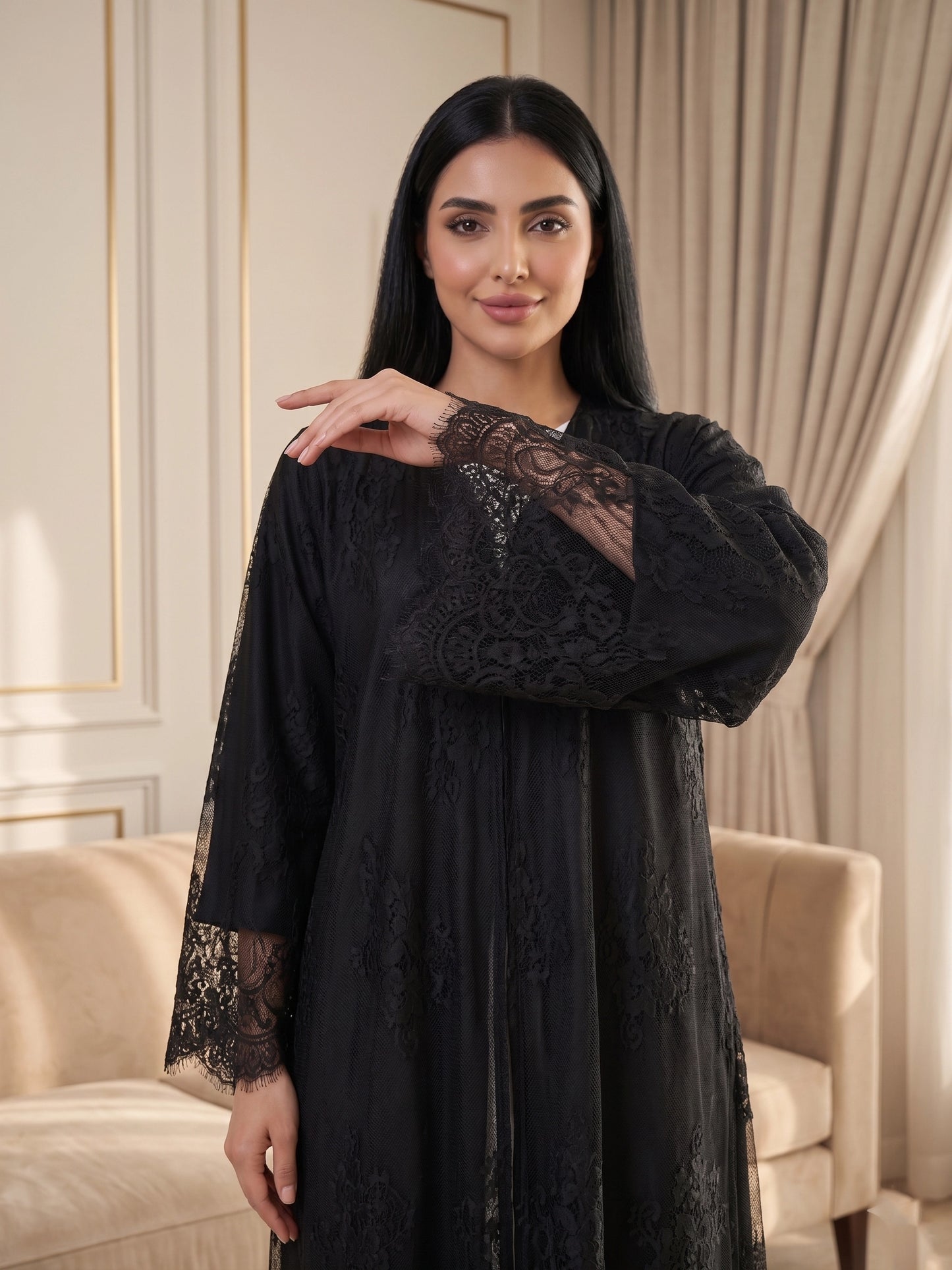 Midnight Lace Layer Abaya