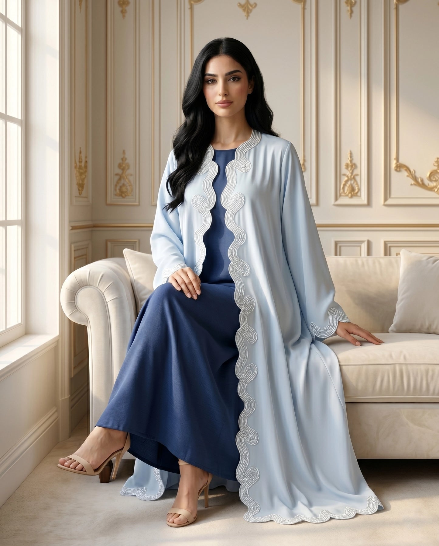 Azure Wave Korean Crepe Abaya